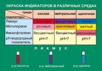 Таблица Окраска индикаторов в различных средах (винил) - «globural.ru» - Жигулёвск