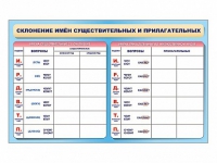 Фрагмент (демонстрационный) маркерный (двухсторонний) "Склонение имен существительных и прилагательных" - «globural.ru» - Жигулёвск